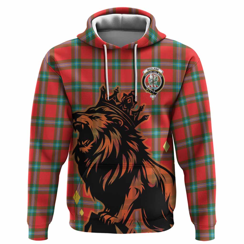 MacLaine (McLaine) Tartan Family Crest Hoodie Crowned Lion Roaring