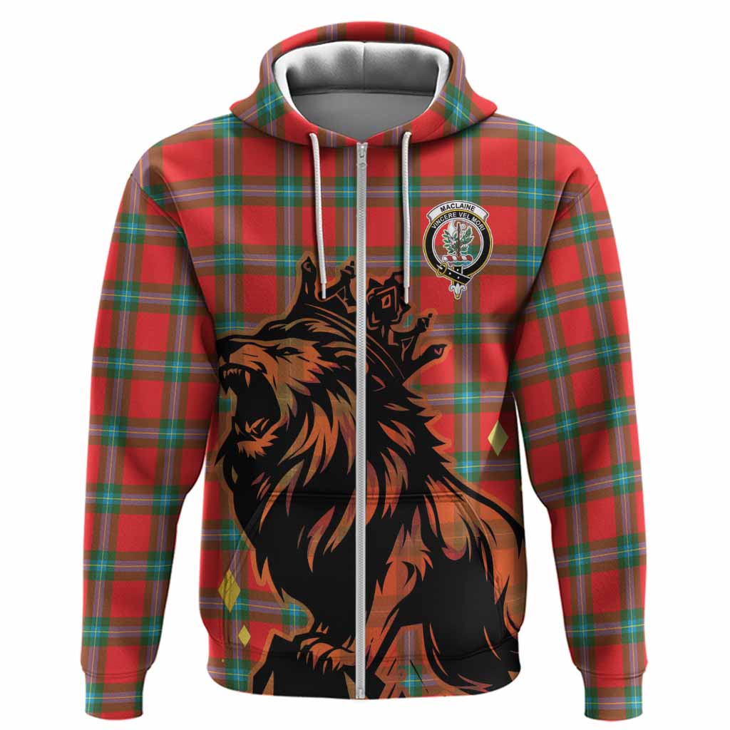 MacLaine (McLaine) Tartan Family Crest Hoodie Crowned Lion Roaring