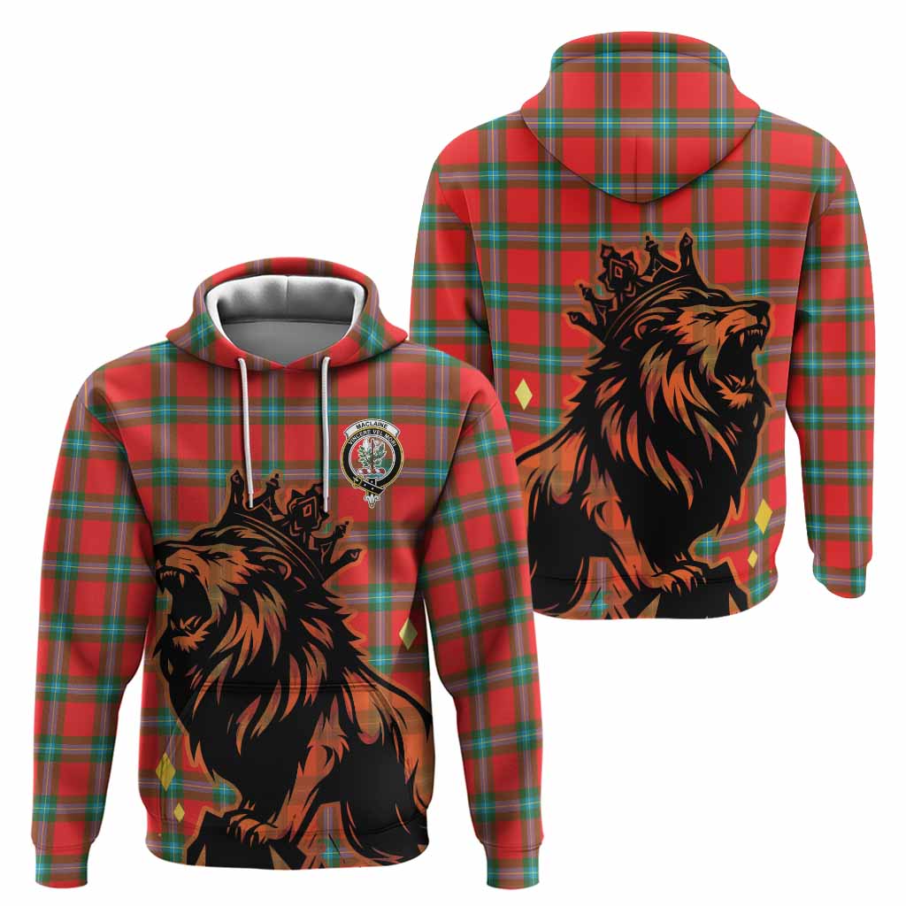 MacLaine (McLaine) Tartan Family Crest Hoodie Crowned Lion Roaring
