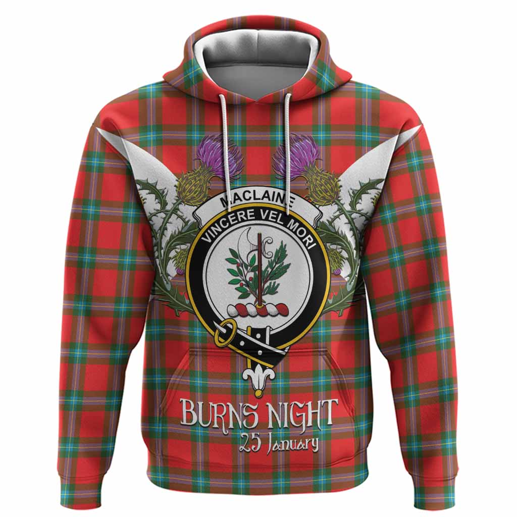 MacLaine (McLaine) Tartan Family Crest Hoodie Scottish Burns Night Thistle Floral