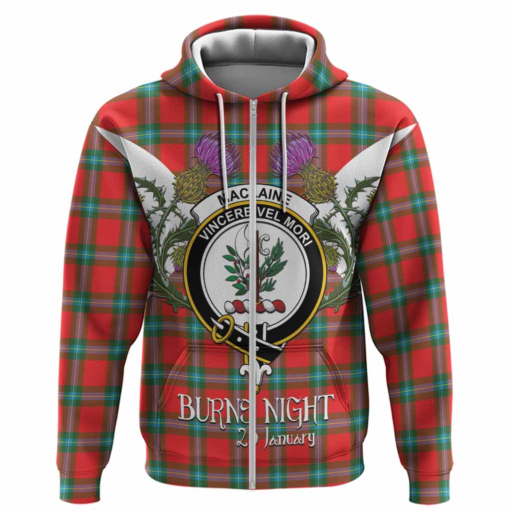 MacLaine (McLaine) Tartan Family Crest Hoodie Scottish Burns Night Thistle Floral