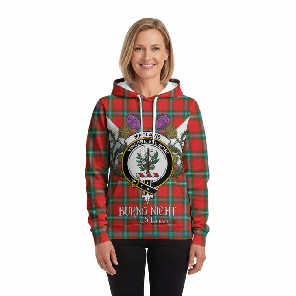 MacLaine (McLaine) Tartan Family Crest Hoodie Scottish Burns Night Thistle Floral