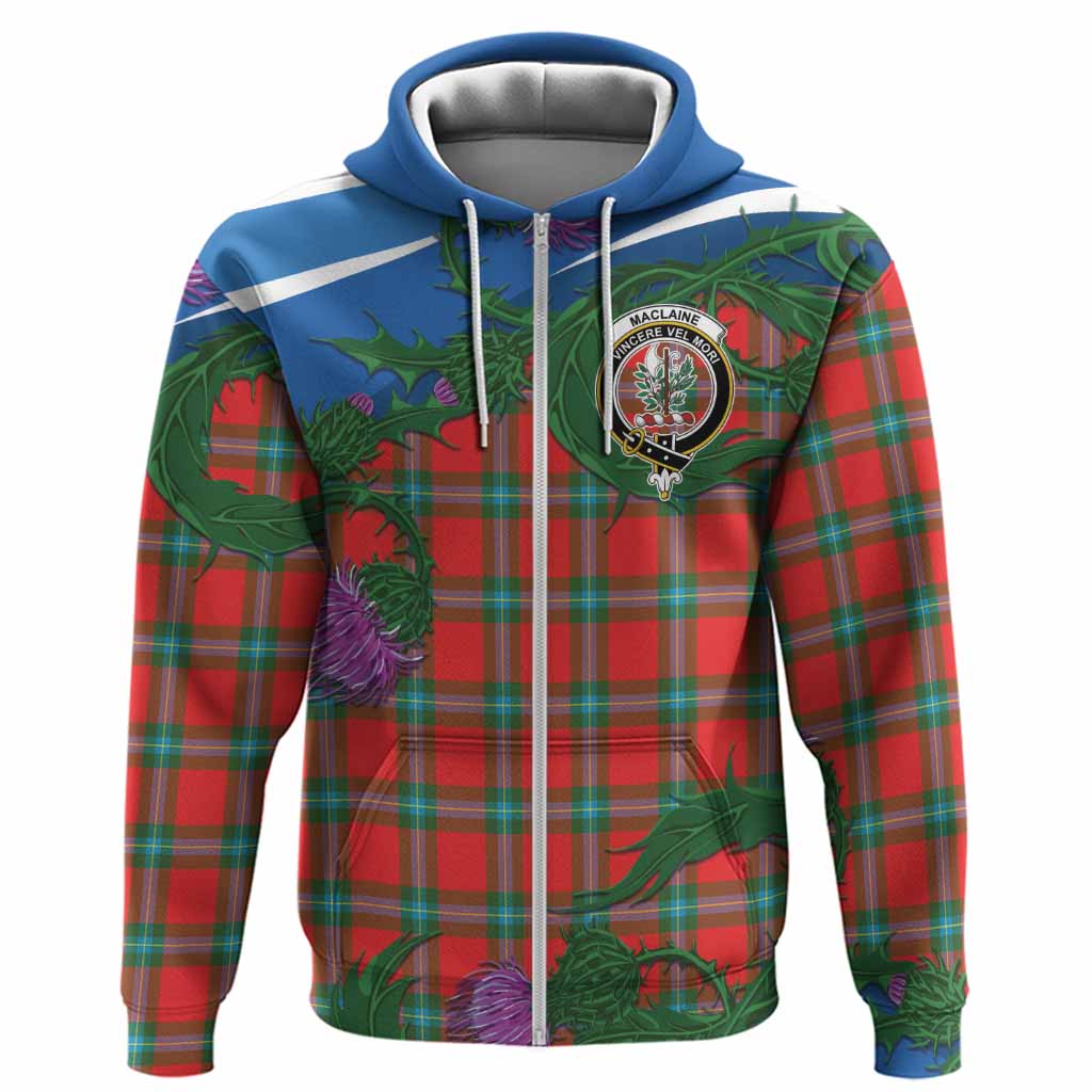 MacLaine (McLaine) Tartan Family Crest Hoodie Thistle in Minimalism
