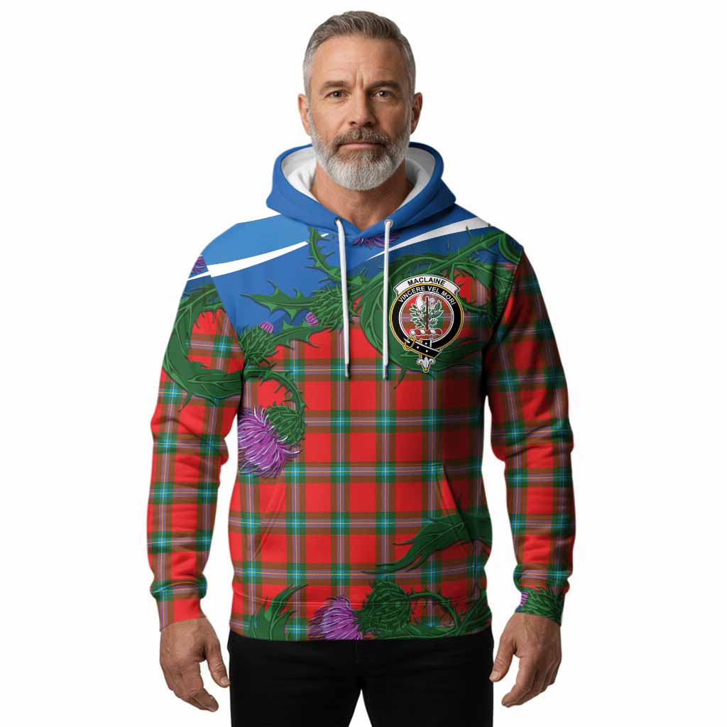 MacLaine (McLaine) Tartan Family Crest Hoodie Thistle in Minimalism