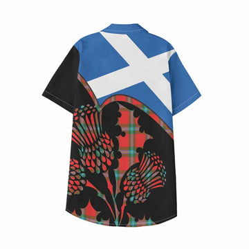 MacLaine (McLaine) Tartan Family Crest Kid Hawaiian Shirt Scotland Thistle Floral Flag Style