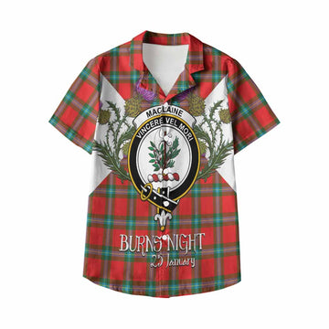 MacLaine (McLaine) Tartan Family Crest Kid Hawaiian Shirt Scottish Burns Night Thistle Floral