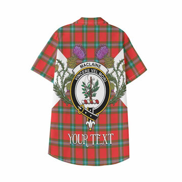 MacLaine (McLaine) Tartan Family Crest Kid Hawaiian Shirt Scottish Burns Night Thistle Floral
