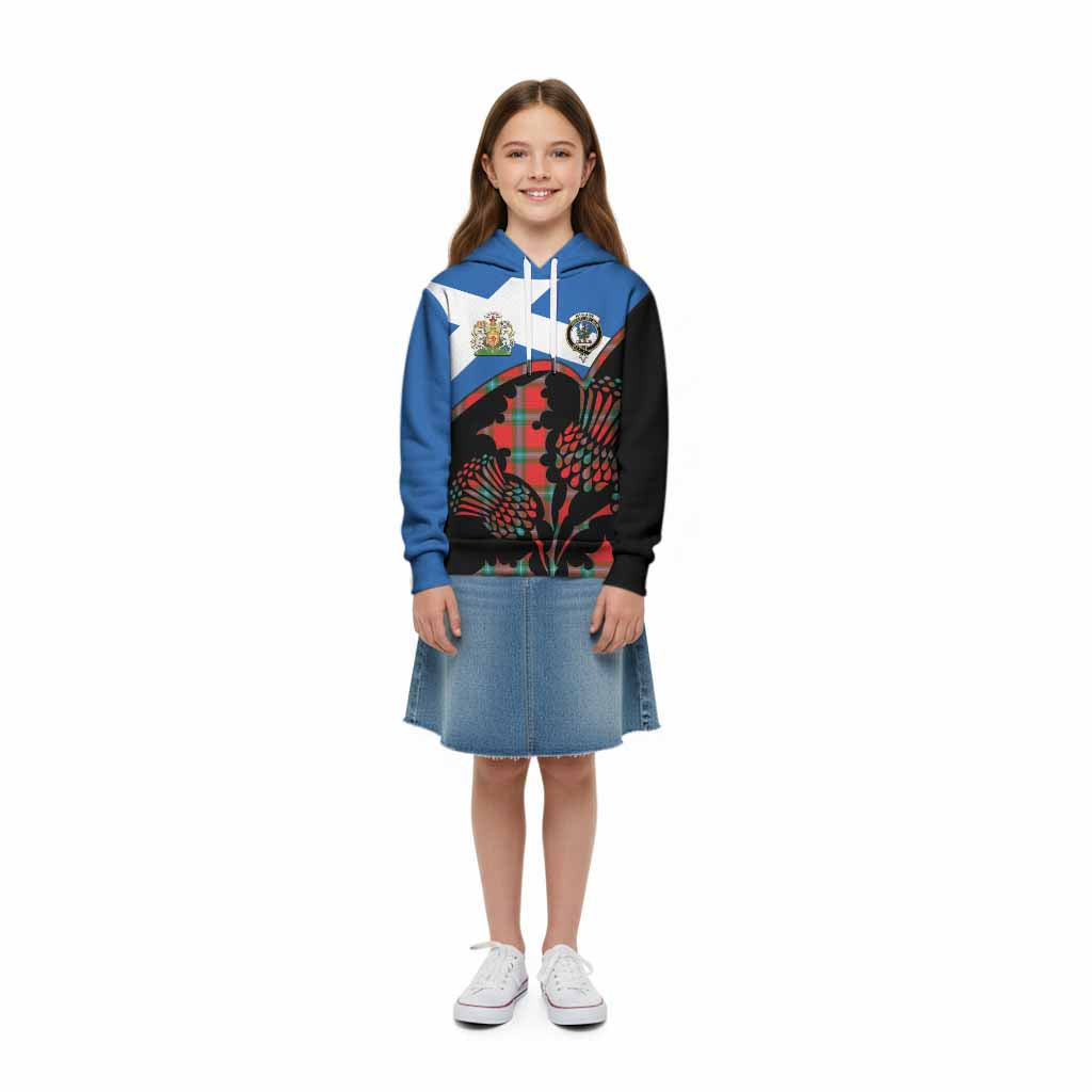 MacLaine (McLaine) Tartan Family Crest Kid Hoodie Scotland Thistle Floral Flag Style