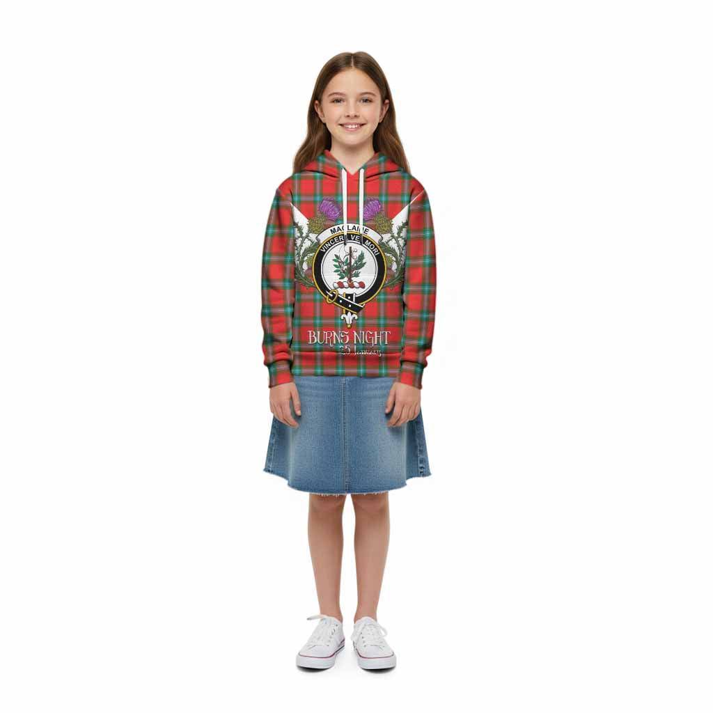 MacLaine (McLaine) Tartan Family Crest Kid Hoodie Scottish Burns Night Thistle Floral