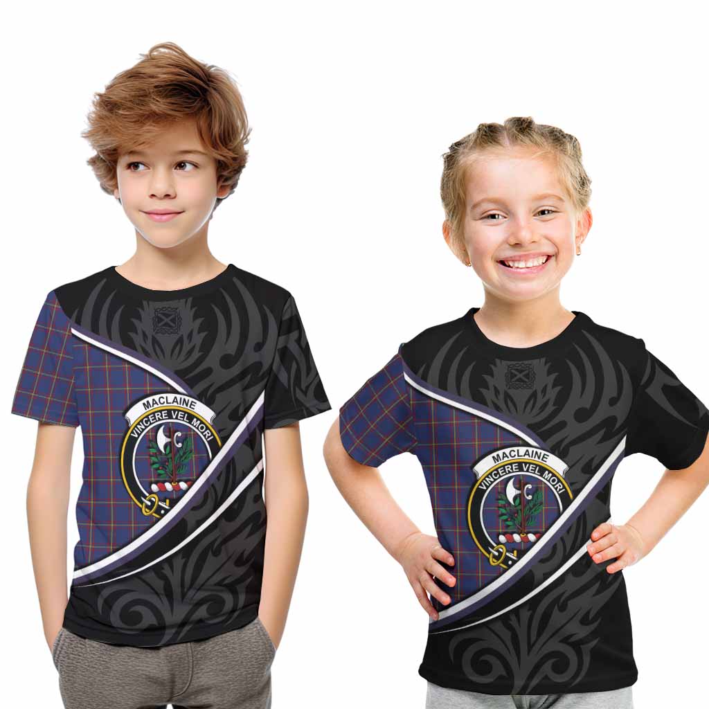 MacLaine (McLaine) Tartan Family Crest Kid T-shirt Celtic Scottish Thistle Floral - Tartan Vibes Clothing