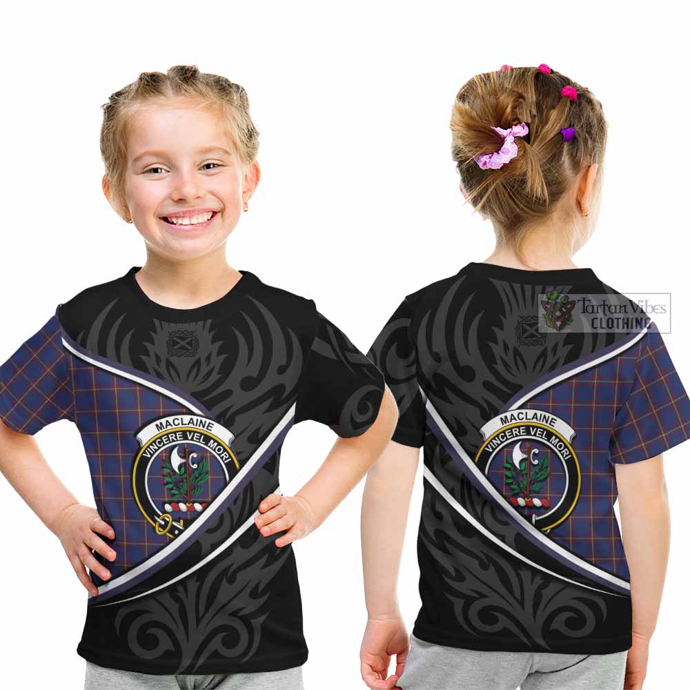 MacLaine (McLaine) Tartan Family Crest Kid T-shirt Celtic Scottish Thistle Floral - Tartan Vibes Clothing