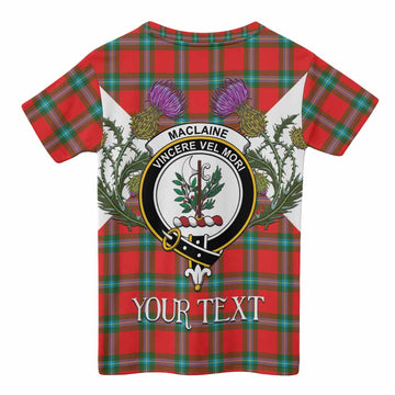 MacLaine (McLaine) Tartan Family Crest Kid T-shirt Scottish Burns Night Thistle Floral