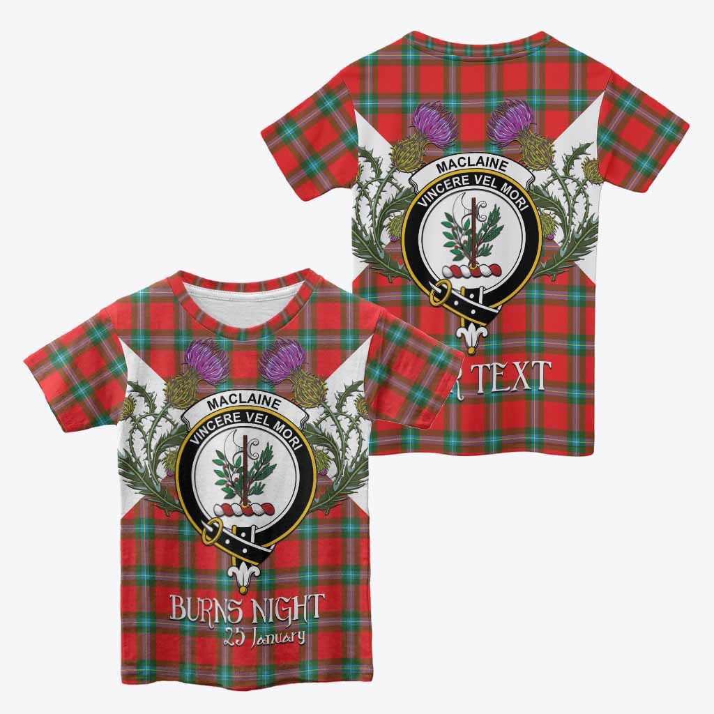 MacLaine (McLaine) Tartan Family Crest Kid T-shirt Scottish Burns Night Thistle Floral