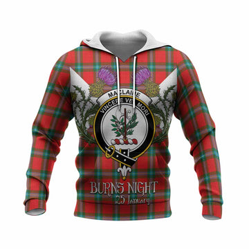 MacLaine (McLaine) Tartan Family Crest Knitted Hoodie Scottish Burns Night Thistle Floral