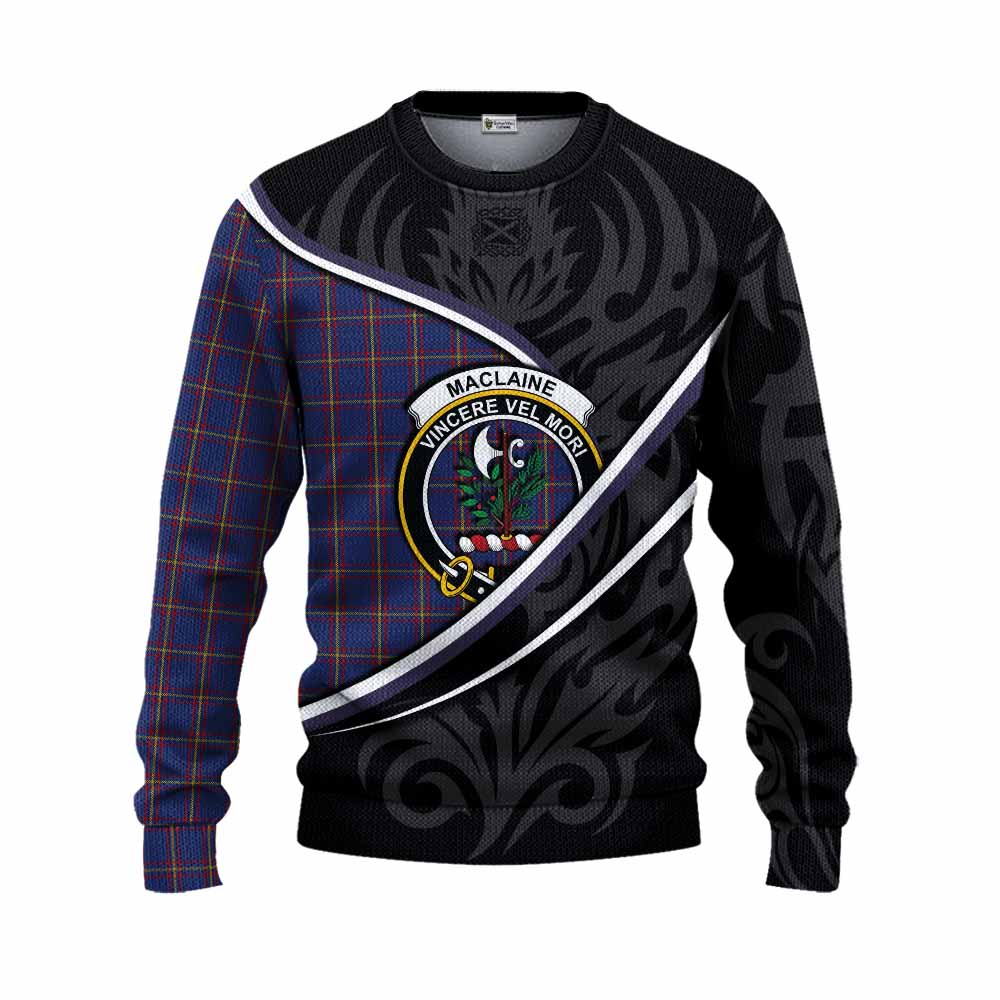 MacLaine (McLaine) Tartan Family Crest Knitted Sweater Celtic Scottish Thistle Floral - Tartan Vibes Clothing