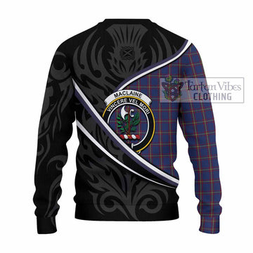 MacLaine (McLaine) Tartan Family Crest Knitted Sweater Celtic Scottish Thistle Floral - Tartan Vibes Clothing
