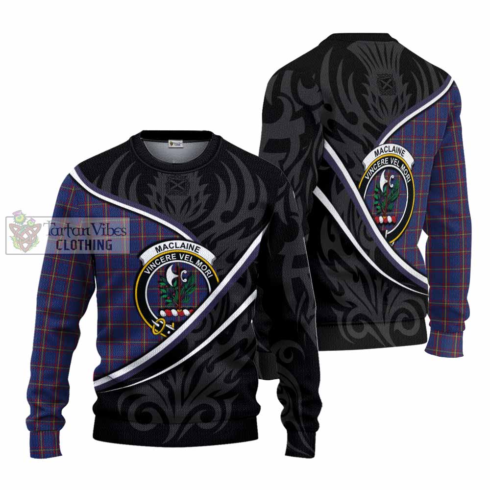 MacLaine (McLaine) Tartan Family Crest Knitted Sweater Celtic Scottish Thistle Floral - Tartan Vibes Clothing