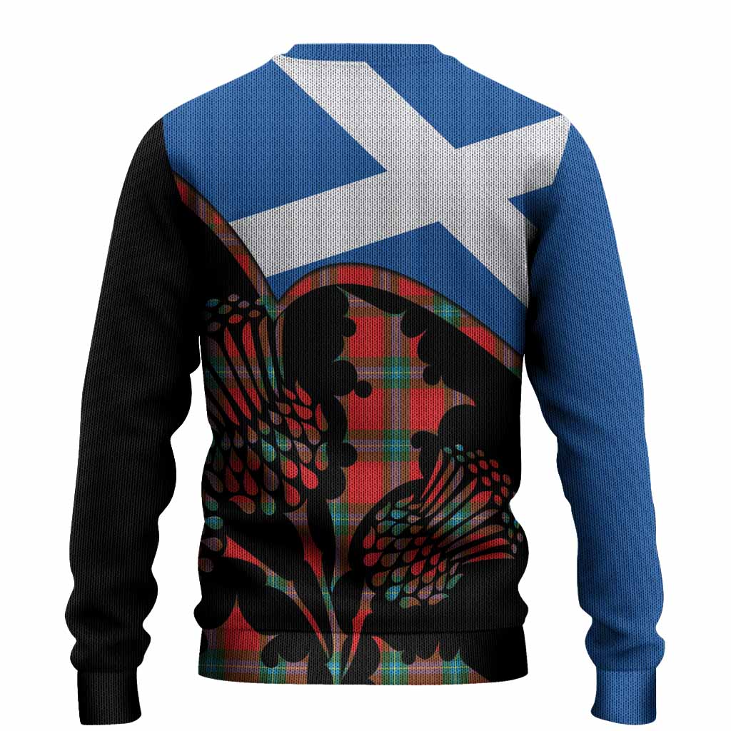 MacLaine (McLaine) Tartan Family Crest Knitted Sweater Scotland Thistle Floral Flag Style