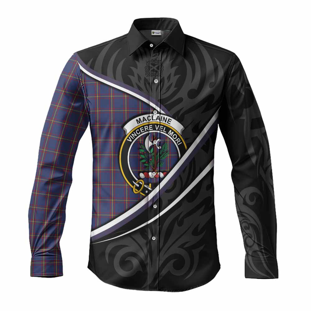 MacLaine (McLaine) Tartan Family Crest Long Sleeve Button Shirts Celtic Scottish Thistle Floral - Tartan Vibes Clothing