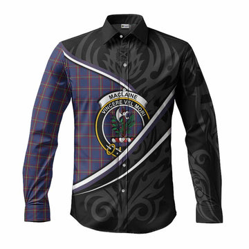 MacLaine (McLaine) Tartan Family Crest Long Sleeve Button Shirts Celtic Scottish Thistle Floral