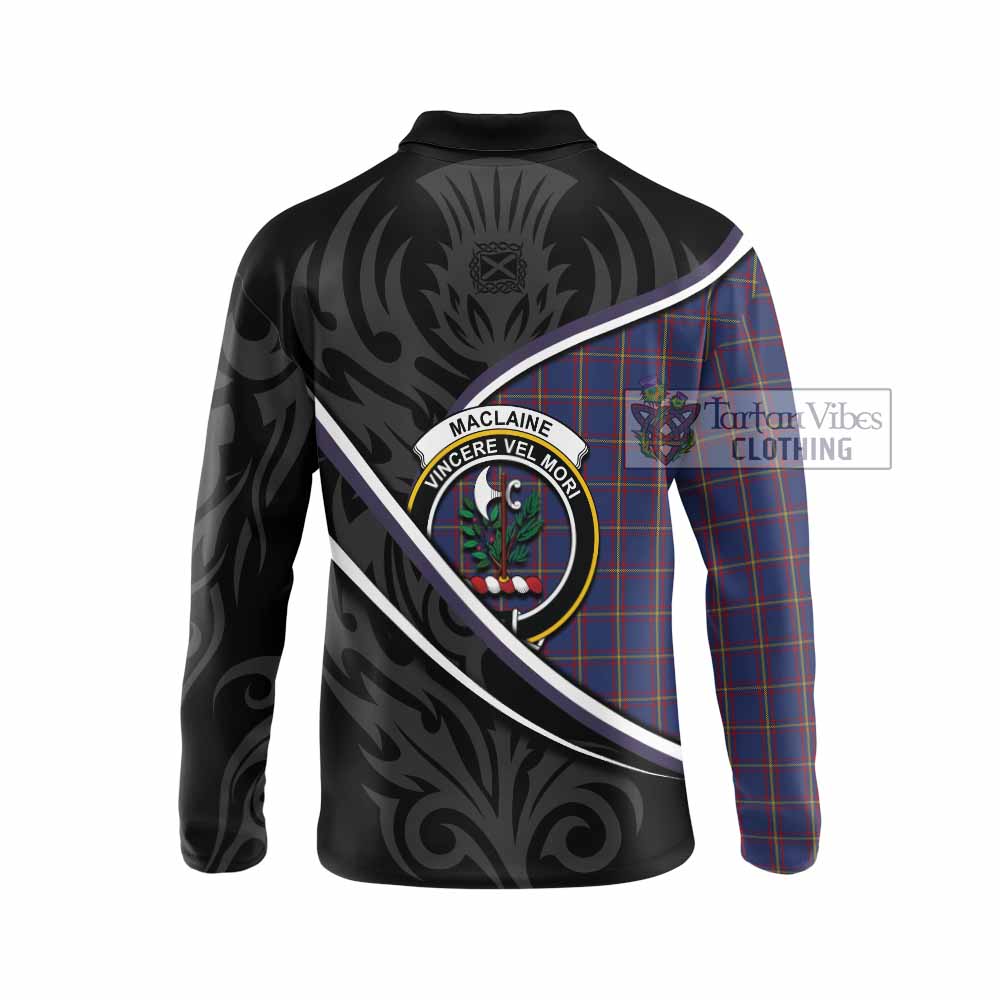 MacLaine (McLaine) Tartan Family Crest Long Sleeve Polo Shirt Celtic Scottish Thistle Floral - Tartan Vibes Clothing