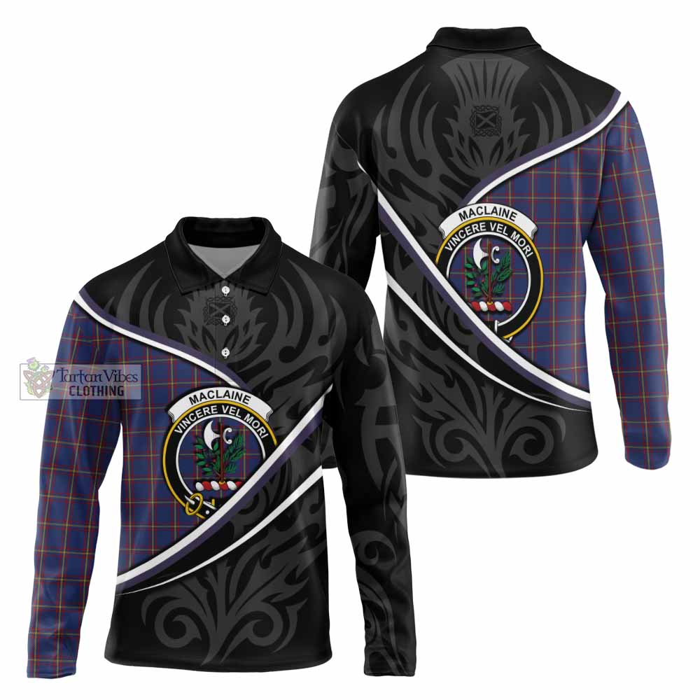 MacLaine (McLaine) Tartan Family Crest Long Sleeve Polo Shirt Celtic Scottish Thistle Floral - Tartan Vibes Clothing