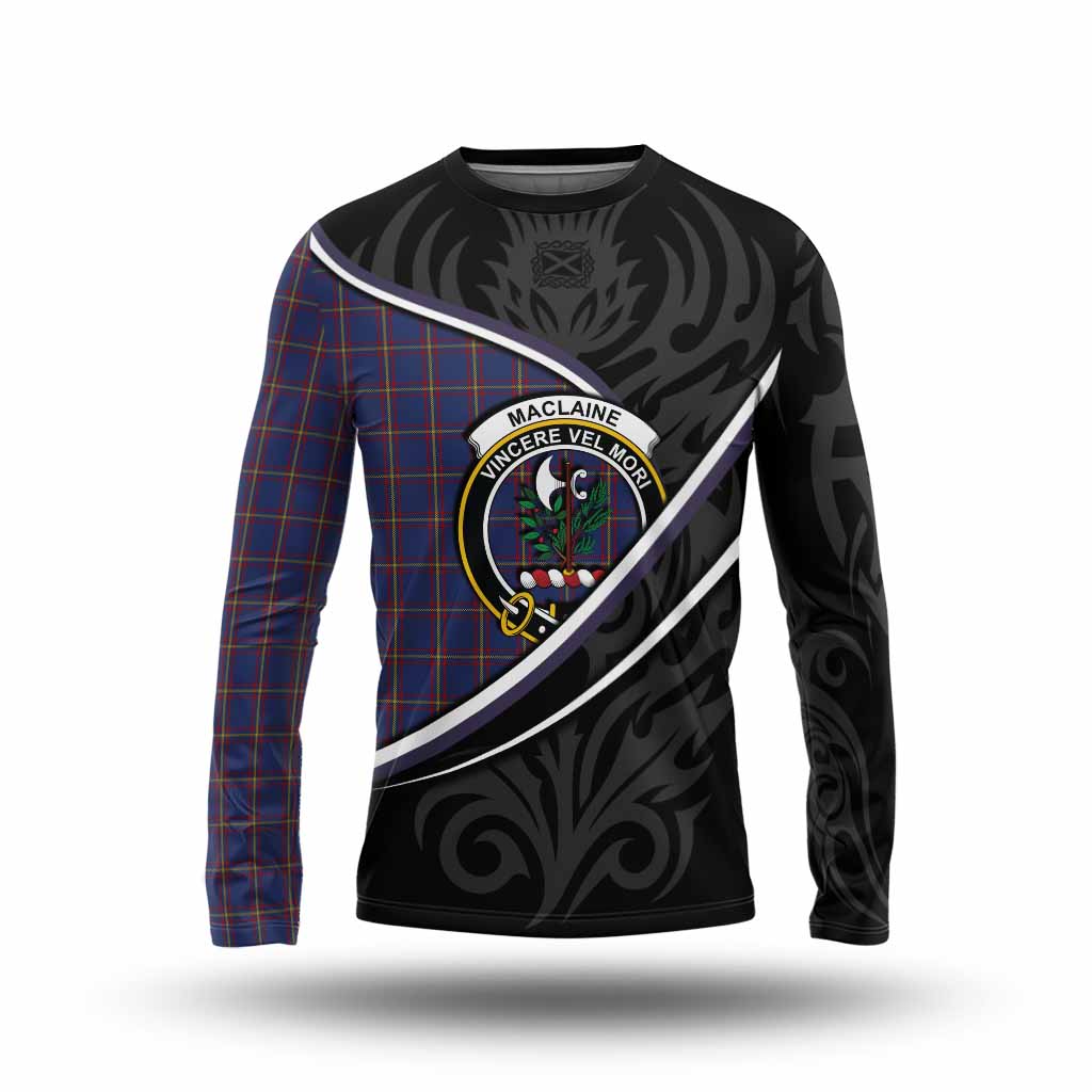 MacLaine (McLaine) Tartan Family Crest Long Sleeve T-Shirt Celtic Scottish Thistle Floral - Tartan Vibes Clothing