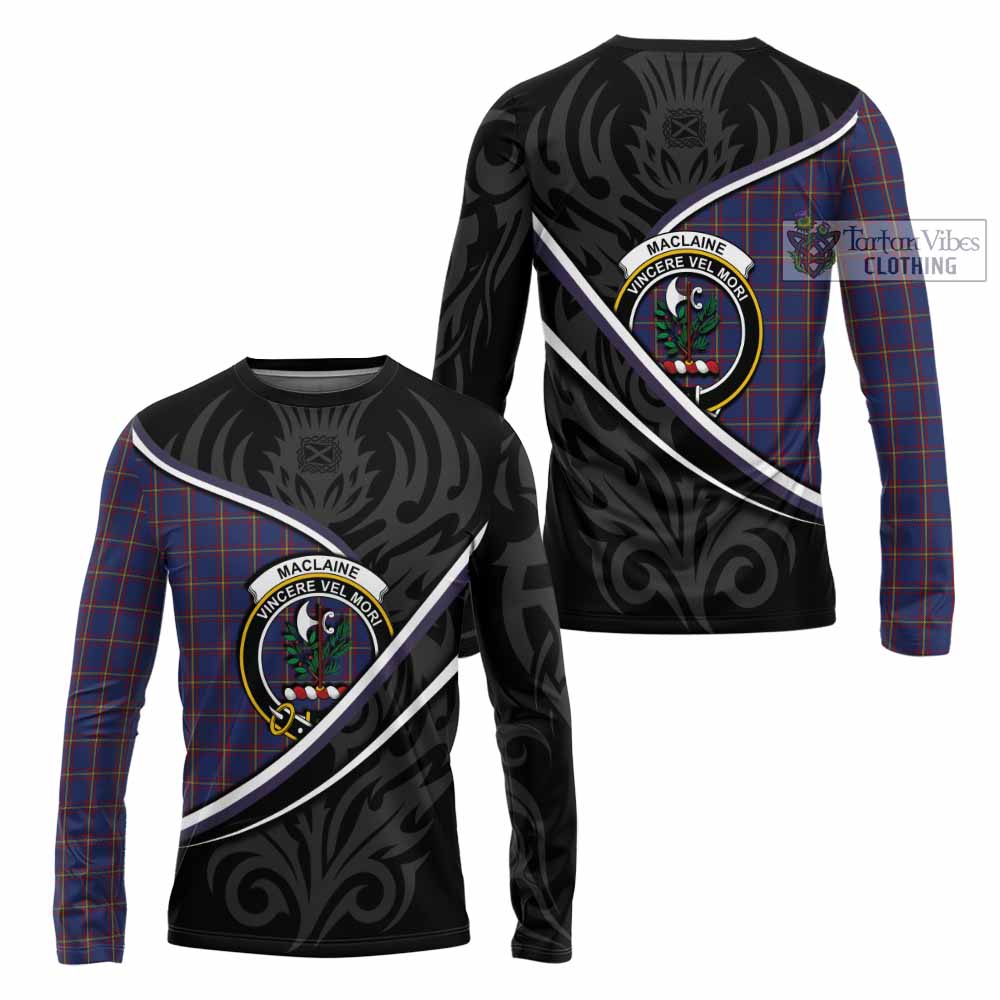 MacLaine (McLaine) Tartan Family Crest Long Sleeve T-Shirt Celtic Scottish Thistle Floral - Tartan Vibes Clothing