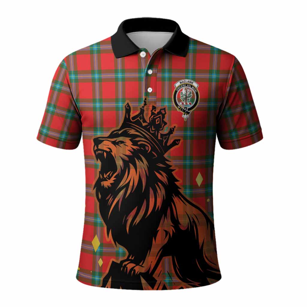 MacLaine (McLaine) Tartan Family Crest Polo Shirt Crowned Lion Roaring