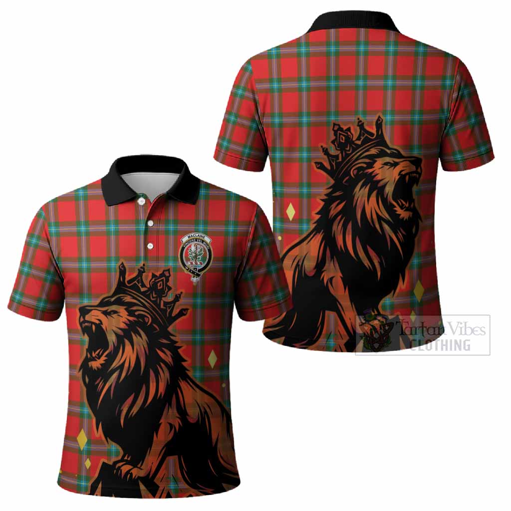 MacLaine (McLaine) Tartan Family Crest Polo Shirt Crowned Lion Roaring
