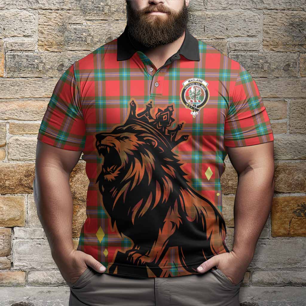 MacLaine (McLaine) Tartan Family Crest Polo Shirt Crowned Lion Roaring