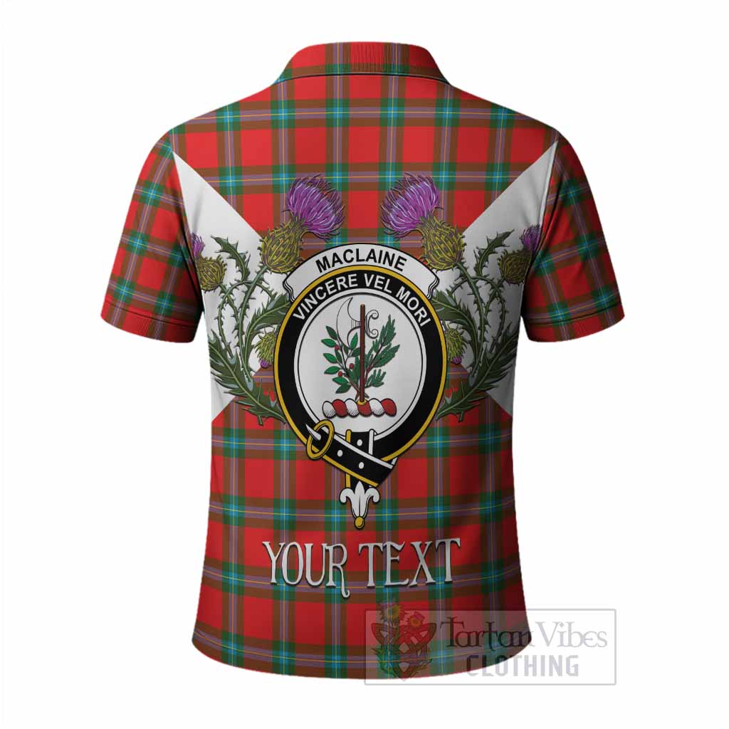 MacLaine (McLaine) Tartan Family Crest Polo Shirt Scottish Burns Night Thistle Floral