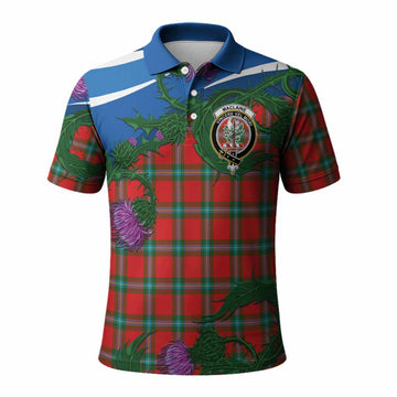 MacLaine (McLaine) Tartan Family Crest Polo Shirt Thistle in Minimalism