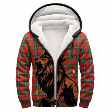 MacLaine (McLaine) Tartan Family Crest Sherpa Hoodie Crowned Lion Roaring