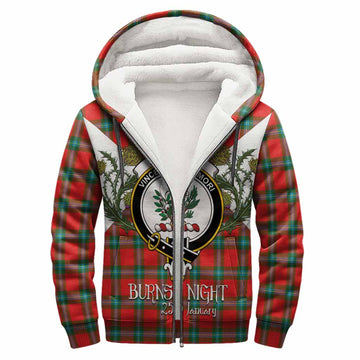 MacLaine (McLaine) Tartan Family Crest Sherpa Hoodie Scottish Burns Night Thistle Floral