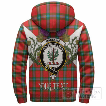 MacLaine (McLaine) Tartan Family Crest Sherpa Hoodie Scottish Burns Night Thistle Floral