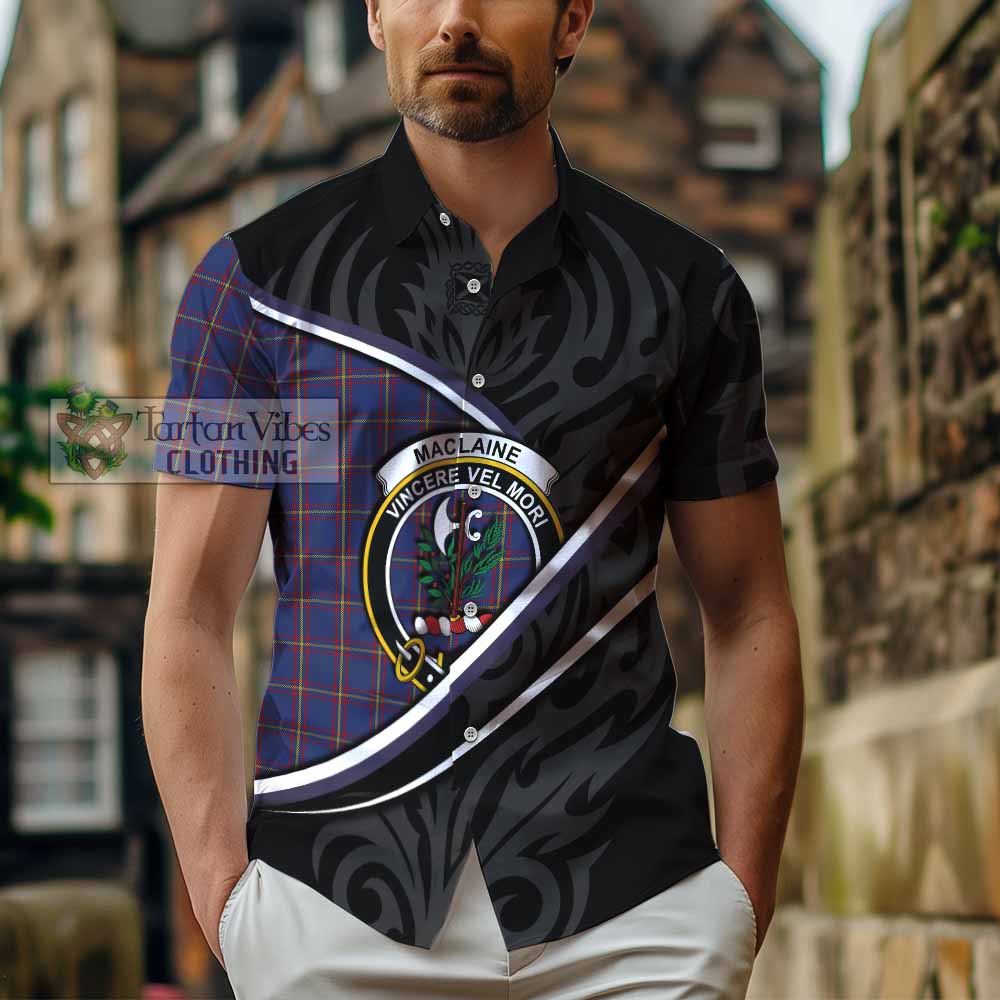 MacLaine (McLaine) Tartan Family Crest Short Sleeve Button Shirt Celtic Scottish Thistle Floral - Tartan Vibes Clothing