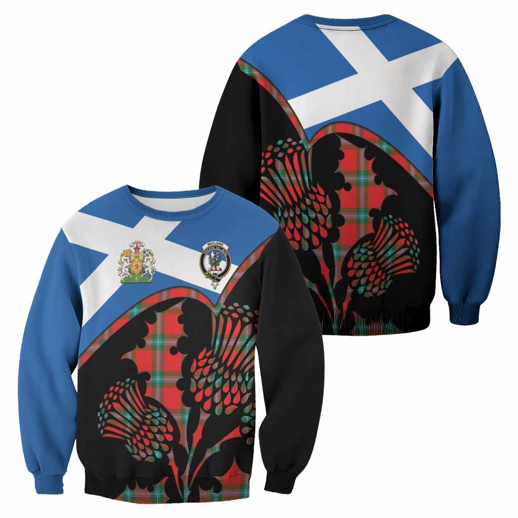 MacLaine (McLaine) Tartan Family Crest Sweatshirt Scotland Thistle Floral Flag Style