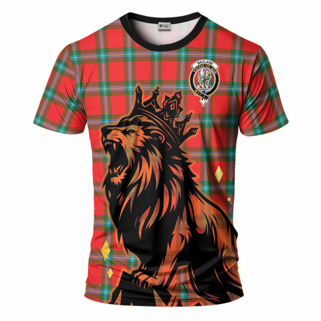 MacLaine (McLaine) Tartan Family Crest T-Shirt Crowned Lion Roaring