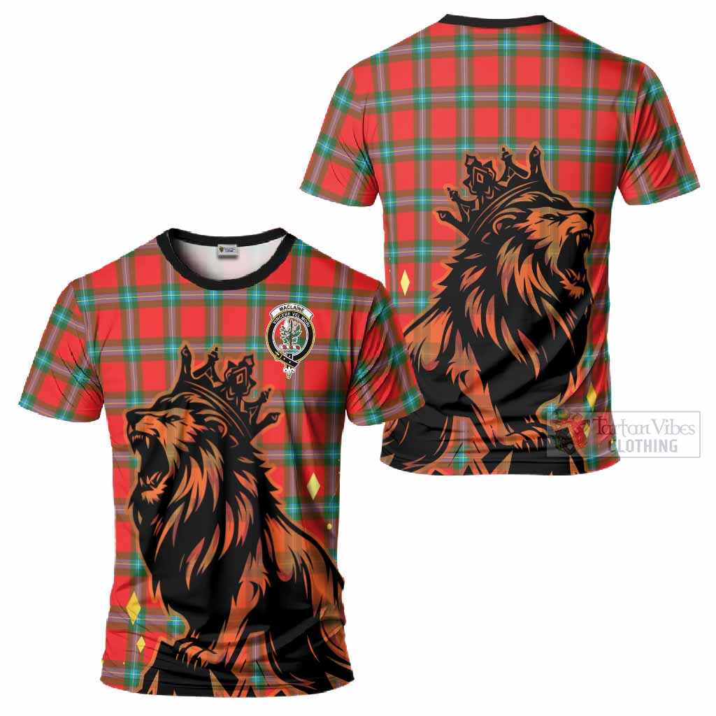MacLaine (McLaine) Tartan Family Crest T-Shirt Crowned Lion Roaring