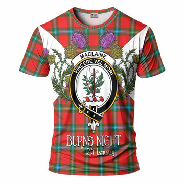 MacLaine (McLaine) Tartan Family Crest T-Shirt Scottish Burns Night Thistle Floral