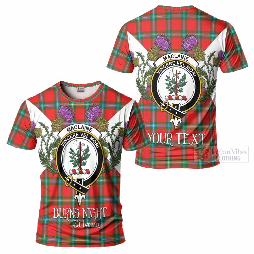 MacLaine (McLaine) Tartan Family Crest T-Shirt Scottish Burns Night Thistle Floral