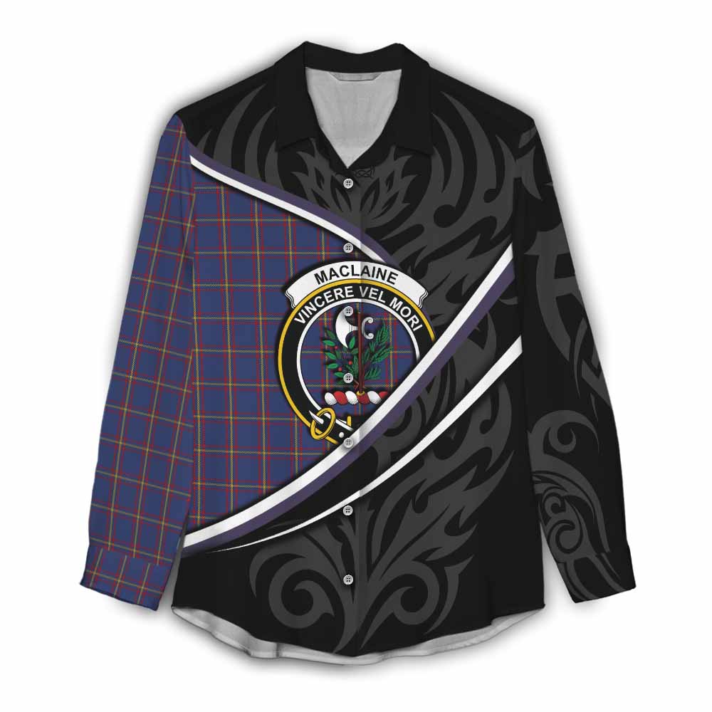 MacLaine (McLaine) Tartan Family Crest Women Casual Shirt Celtic Scottish Thistle Floral - Tartan Vibes Clothing