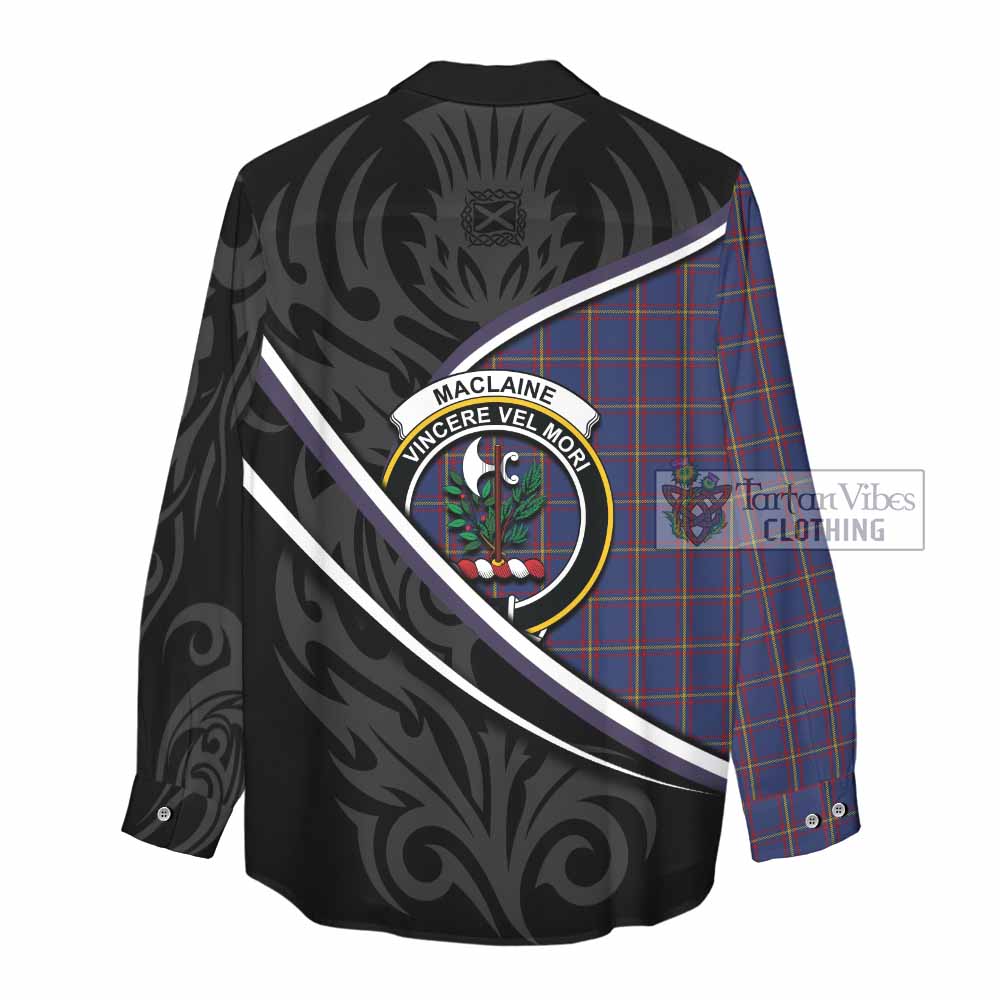 MacLaine (McLaine) Tartan Family Crest Women Casual Shirt Celtic Scottish Thistle Floral - Tartan Vibes Clothing