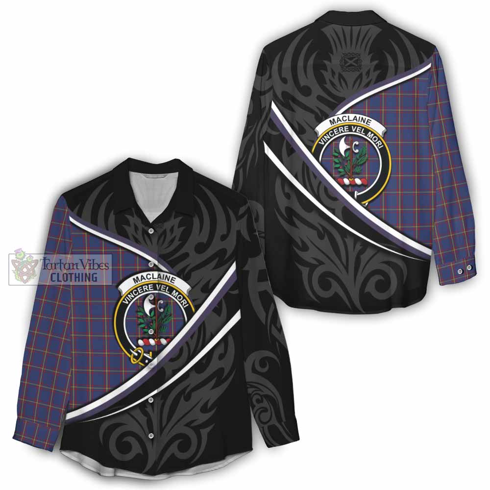 MacLaine (McLaine) Tartan Family Crest Women Casual Shirt Celtic Scottish Thistle Floral - Tartan Vibes Clothing