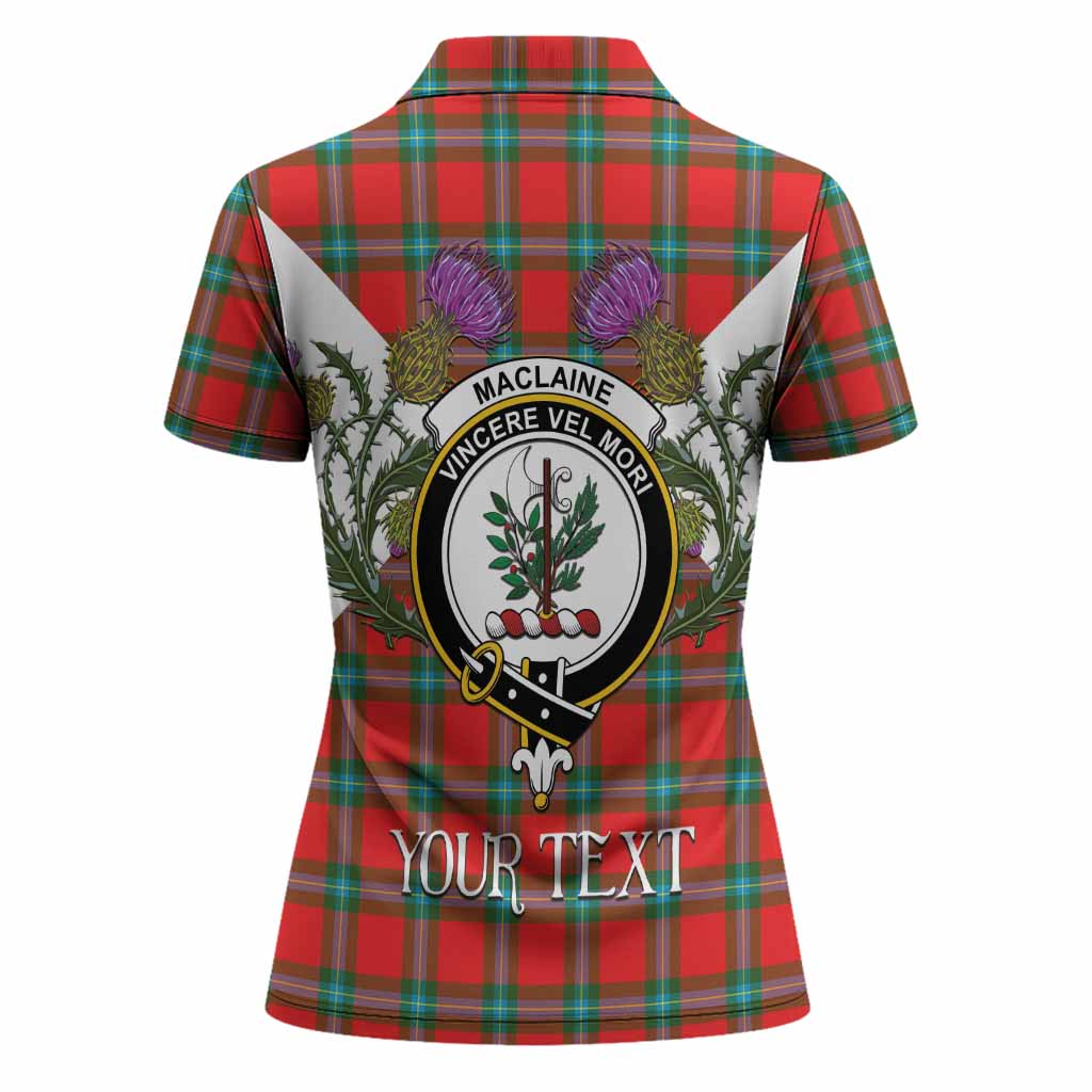 MacLaine (McLaine) Tartan Family Crest Women Polo Shirt Scottish Burns Night Thistle Floral