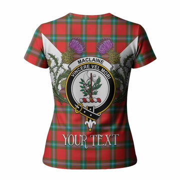 MacLaine (McLaine) Tartan Family Crest Women T shirt Scottish Burns Night Thistle Floral
