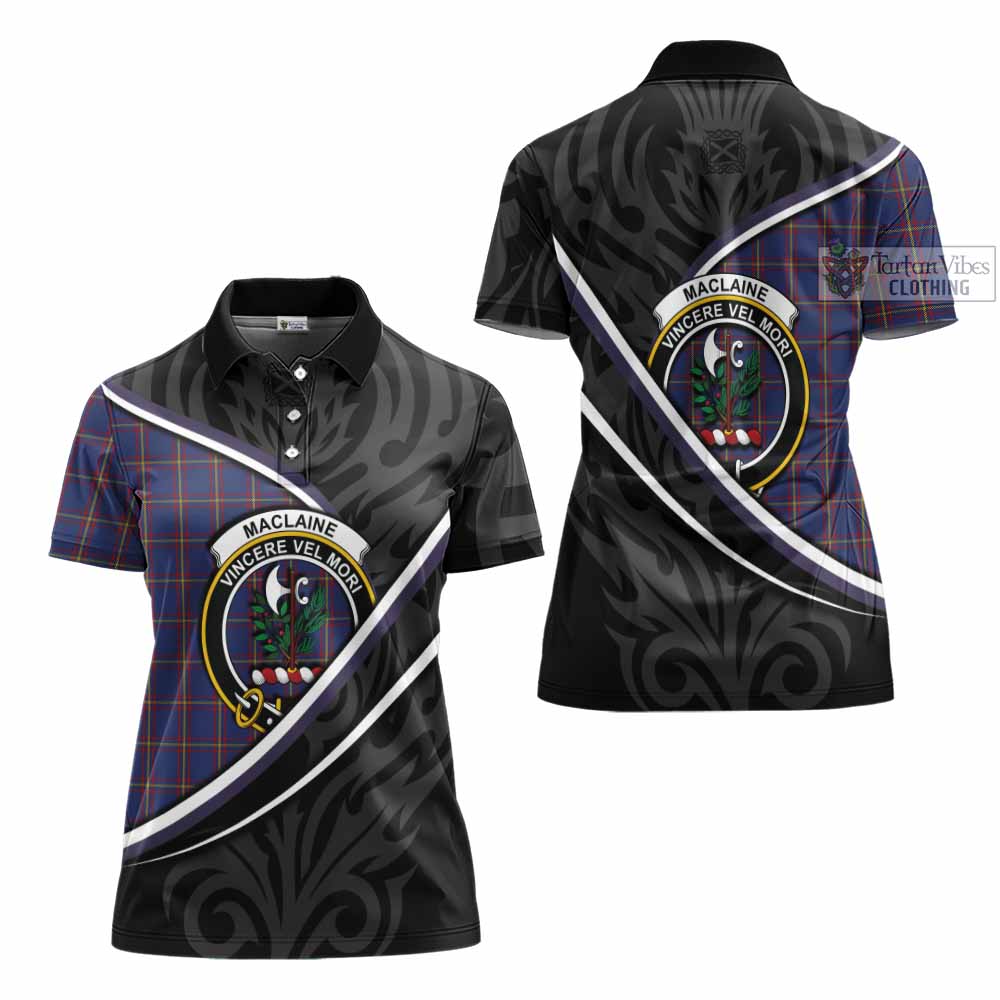 MacLaine (McLaine) Tartan Family Crest Women's Polo Shirt Celtic Scottish Thistle Floral - Tartan Vibes Clothing
