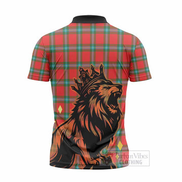 MacLaine (McLaine) Tartan Family Crest Zipper Polo Shirt Crowned Lion Roaring