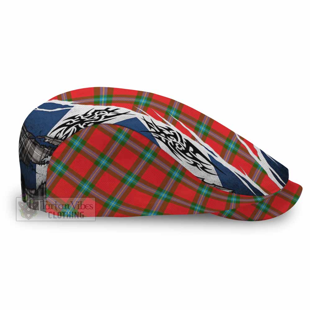 MacLaine (McLaine) Tartan Flat Cap, Jeff Cap Scotland Flag Ripped Tribal Design